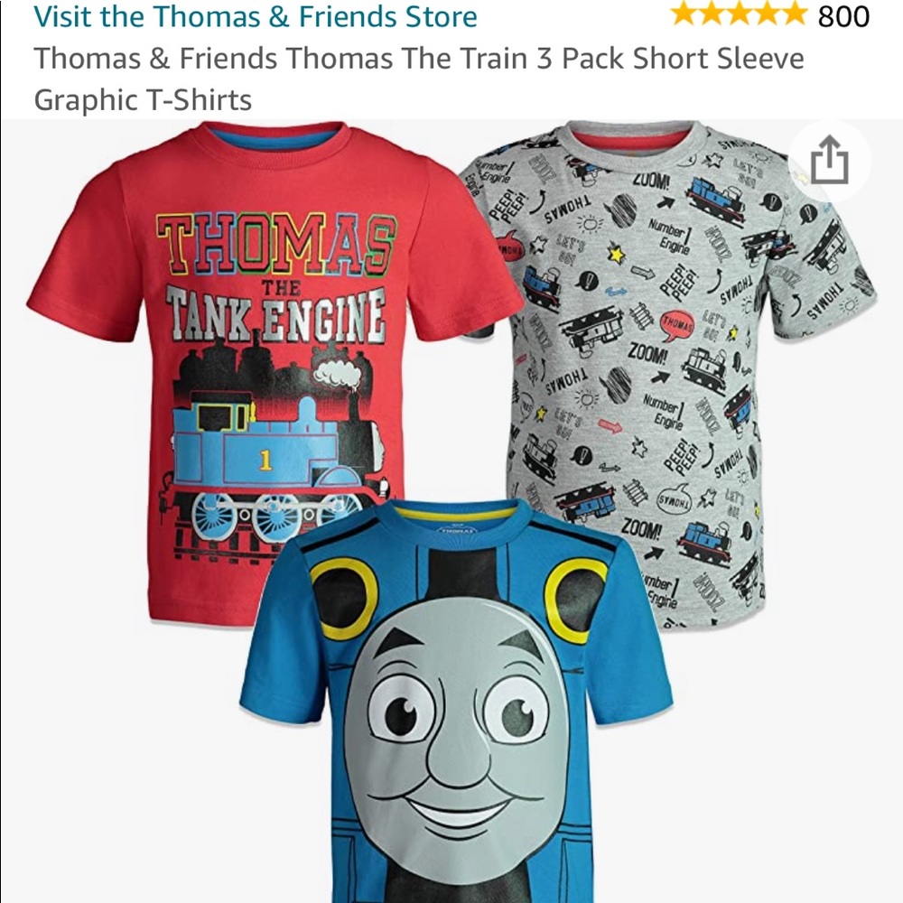 THOMAS THE TRAIN: Tshirt 3 Pack (5T)